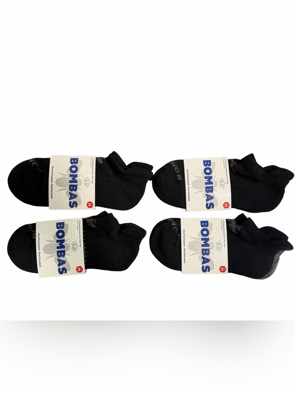 Bombas 4-Pack, Ankle Sock Tech Black Honeycomb Blister Tab Performance Medium